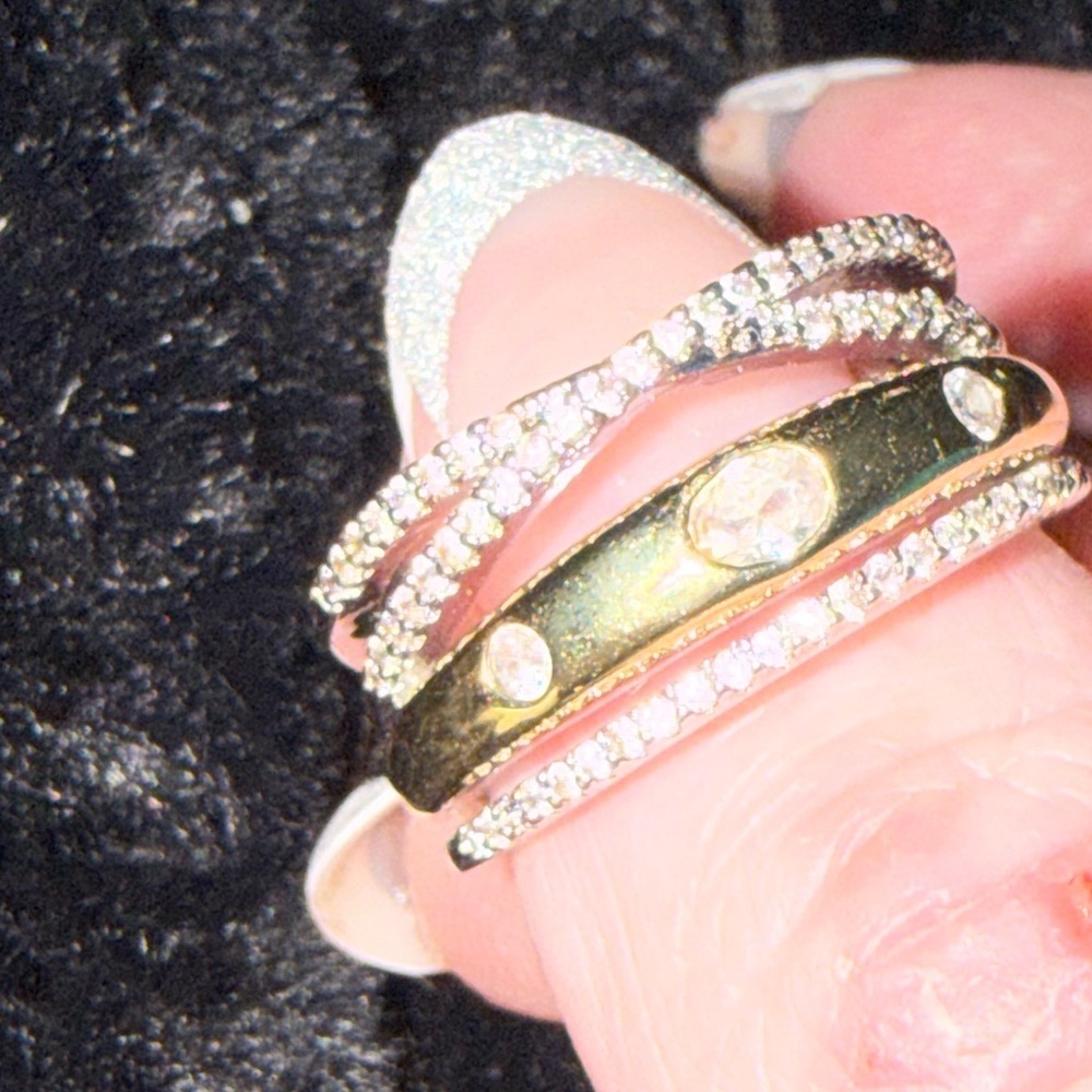 The Aurelia Multi-Band Mixed Metal/Crystal
Statement Ring Size 8 - Picture 7 of 9
